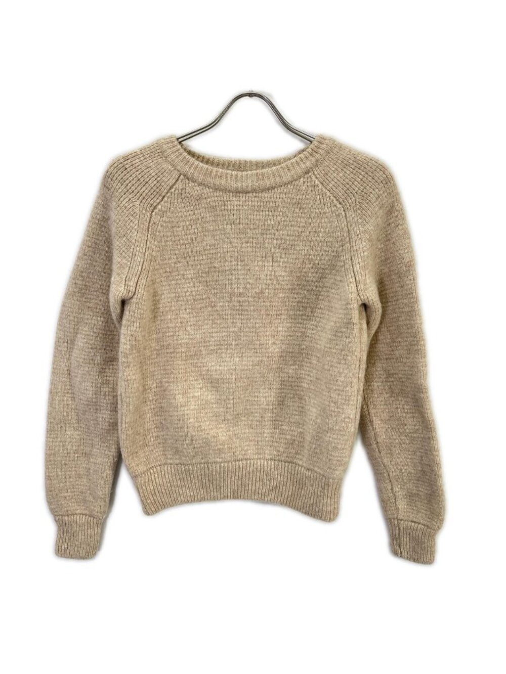 Saint Laurent Paris Beige Crew Neck Long Sleeve Knit Sweater